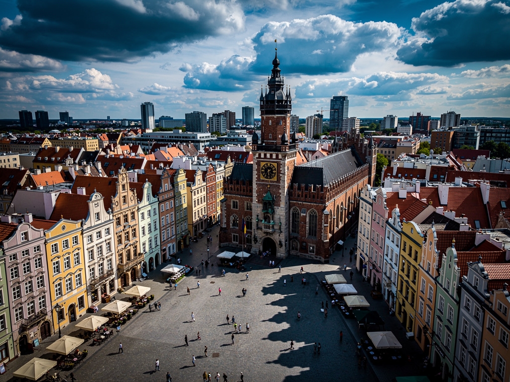 Widok z lotu ptaka na Wrocław